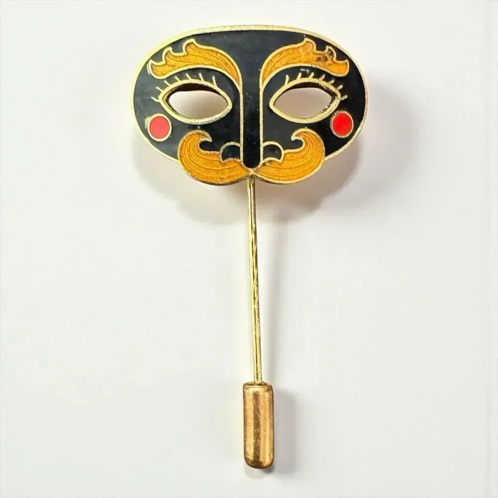 Vintage Masquerade Mask Enamel Sick Pin